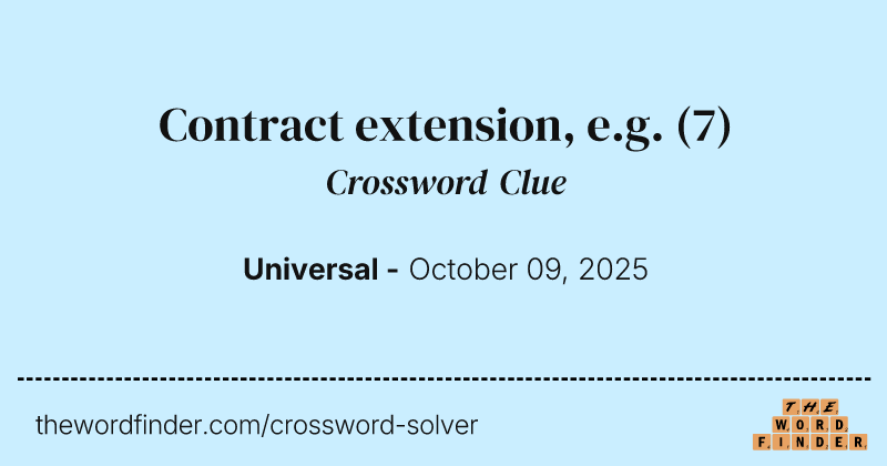 Contract extension, e.g. crossword clue image