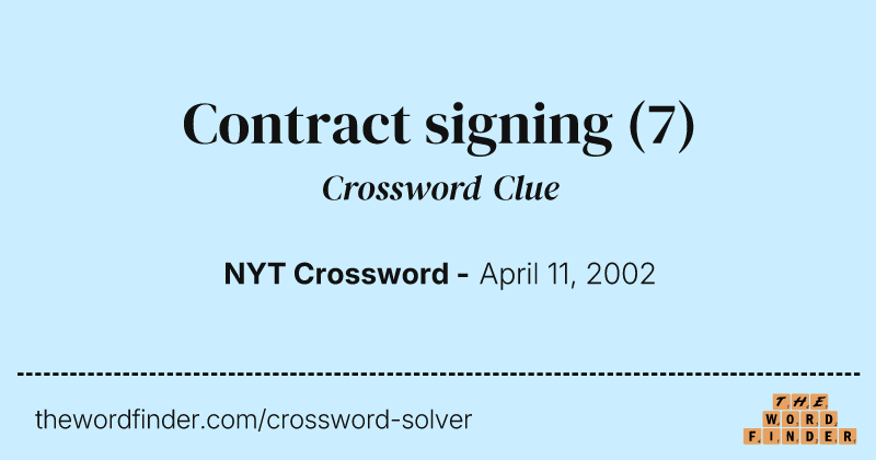 Contract signing crossword clue image
