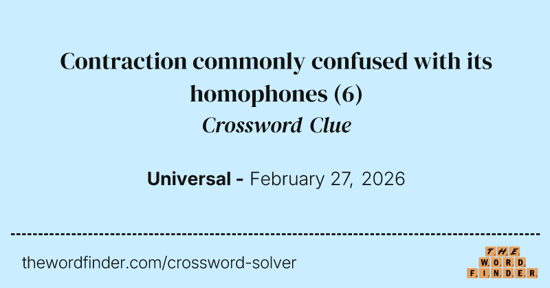 Contraction commonly confused with its homophones crossword clue image