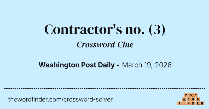 Contractor's no. crossword clue image