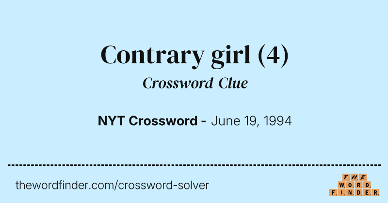 Contrary girl crossword clue image