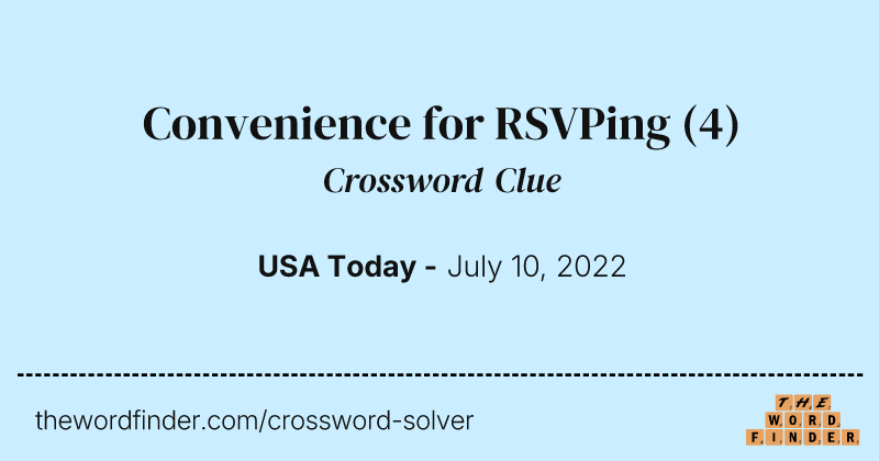 Convenience for RSVPing crossword clue image