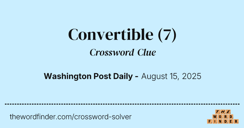 Convertible crossword clue image