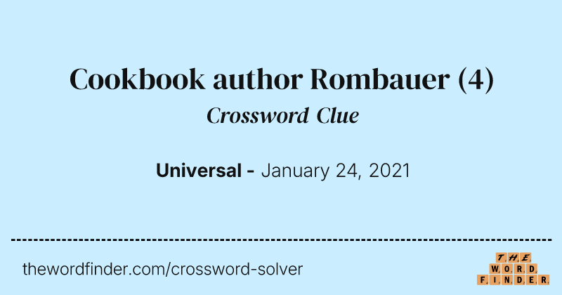 Cookbook author Rombauer crossword clue image