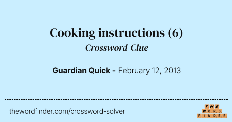 Cooking instructions crossword clue image