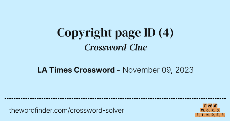 Copyright page ID crossword clue image