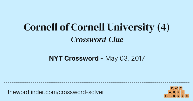 Cornell of Cornell University crossword clue image