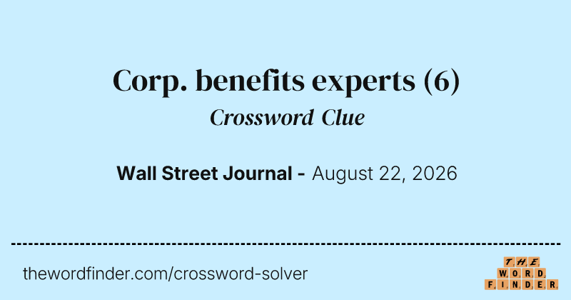 Corp. benefits experts crossword clue image
