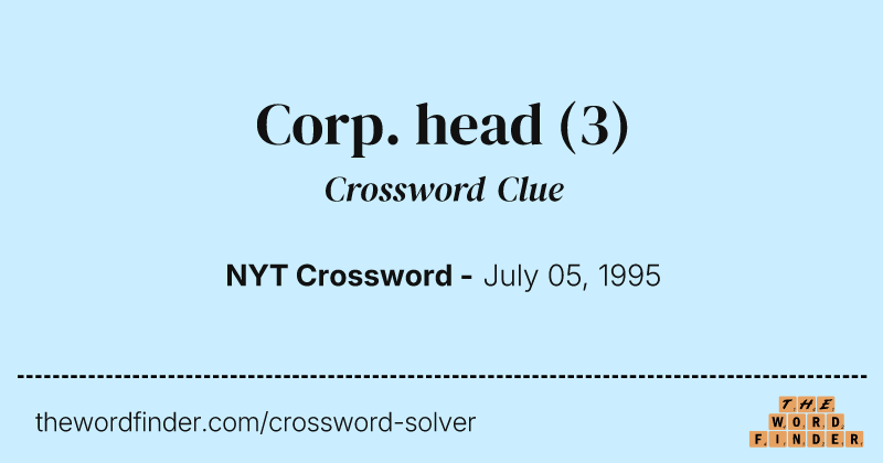 Corp. head crossword clue image