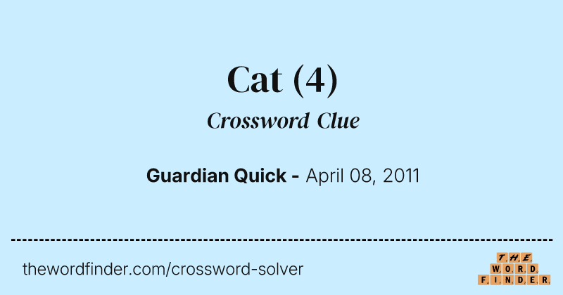 Cat crossword clue image