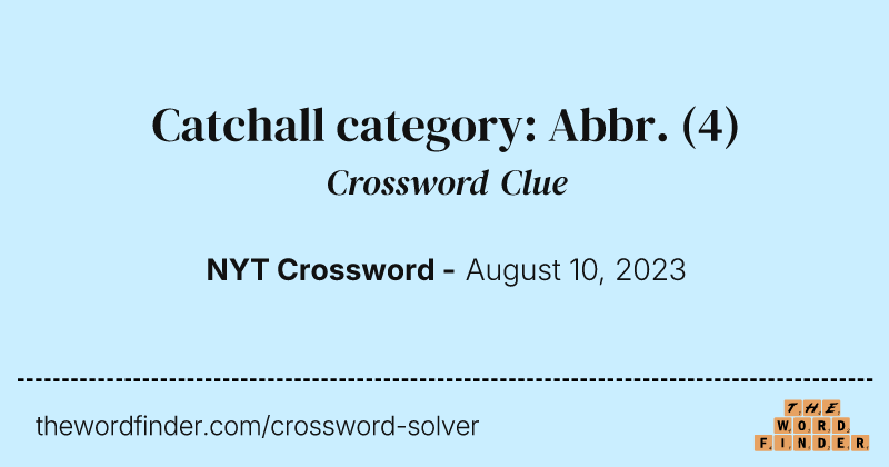 Catchall category: Abbr. crossword clue image