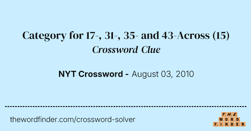Category for 17-, 31-, 35- and 43-Across crossword clue image