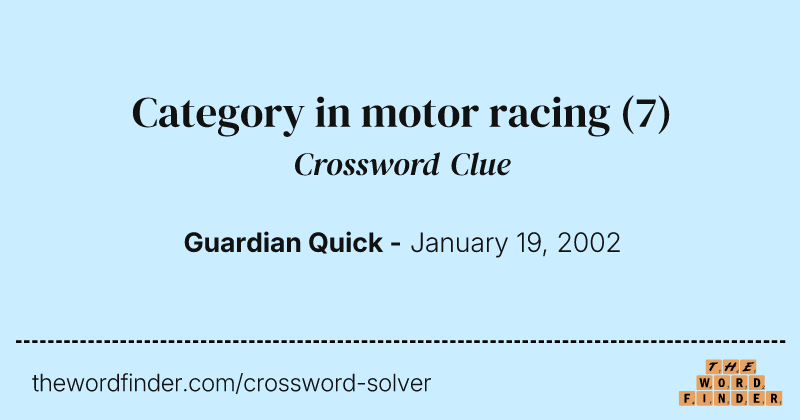 Category in motor racing crossword clue image