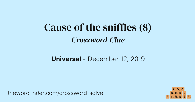 Cause of the sniffles crossword clue image