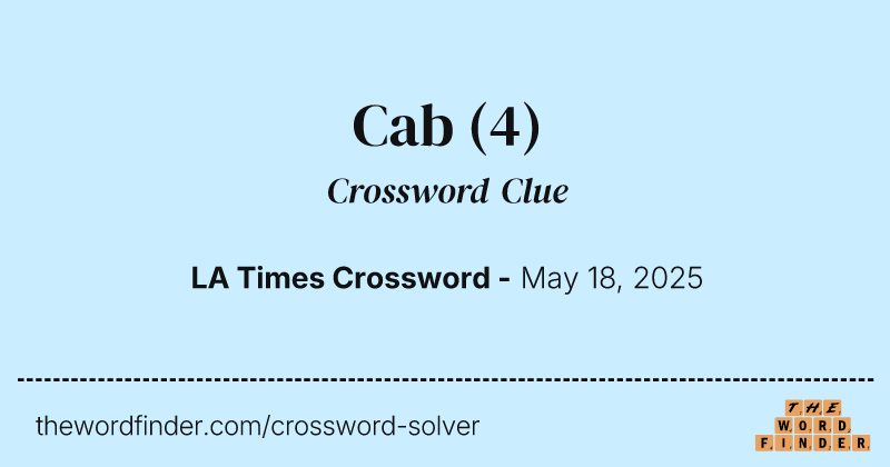 Cab crossword clue image