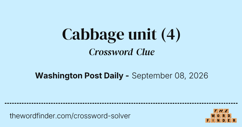 Cabbage unit crossword clue image