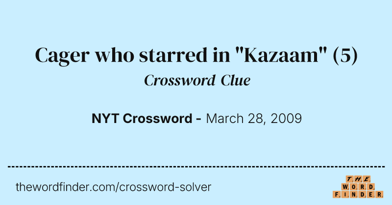 Cager who starred in "Kazaam" crossword clue image