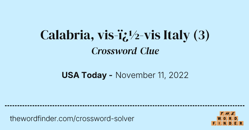 Calabria, vis-�-vis Italy crossword clue image