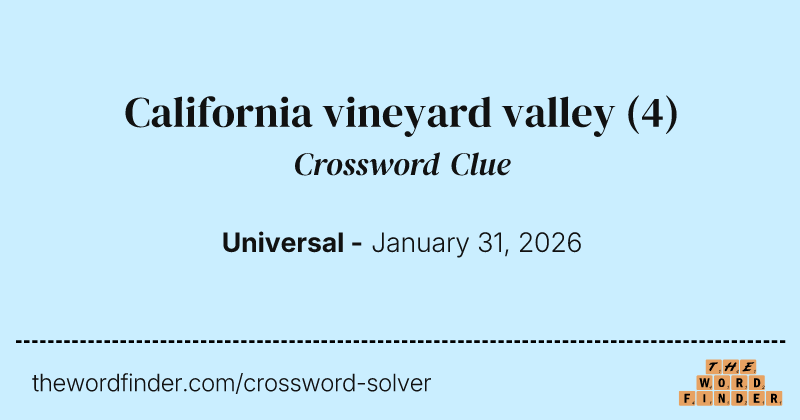 California vineyard valley crossword clue image