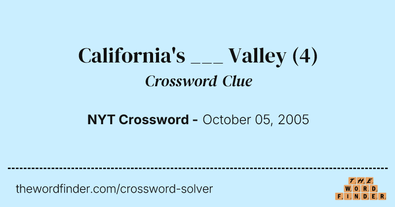 California's ___ Valley crossword clue image