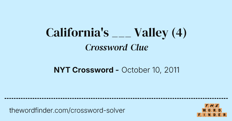 California's ___ Valley crossword clue image