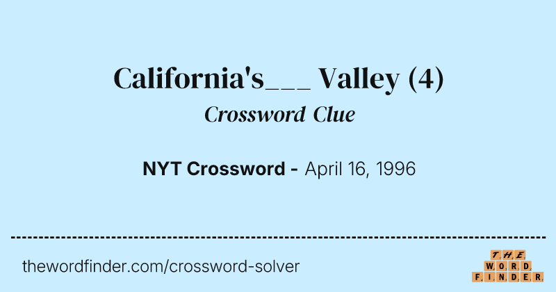 California's___ Valley crossword clue image