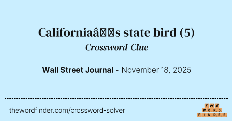 California’s state bird crossword clue image