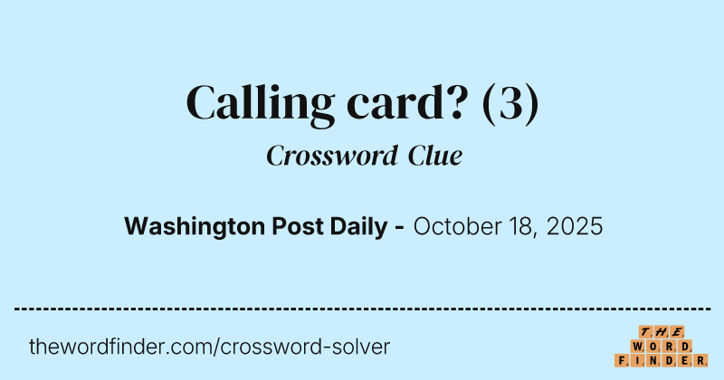 Calling card? crossword clue image