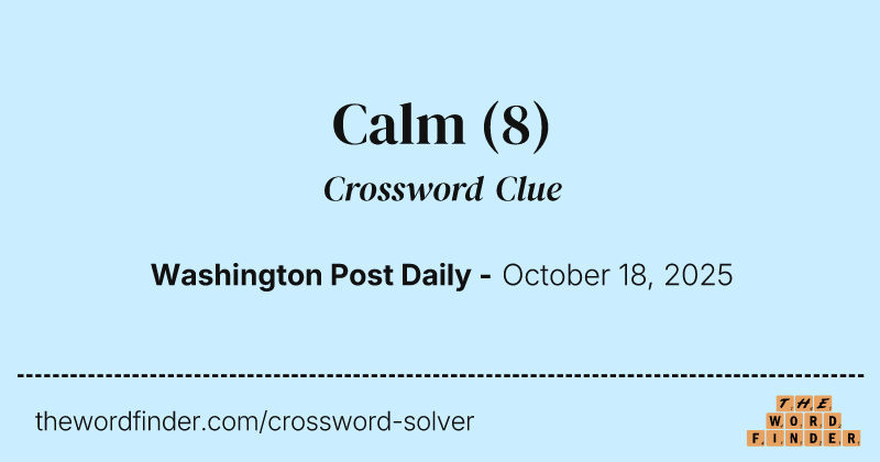 Calm crossword clue image