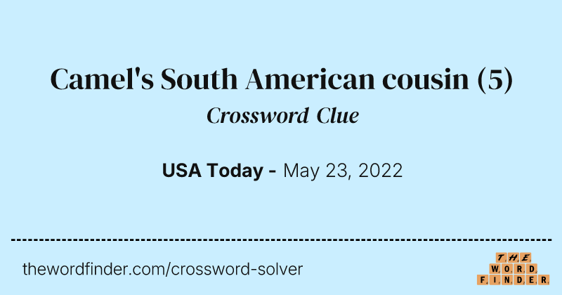 Camel's South American cousin crossword clue image