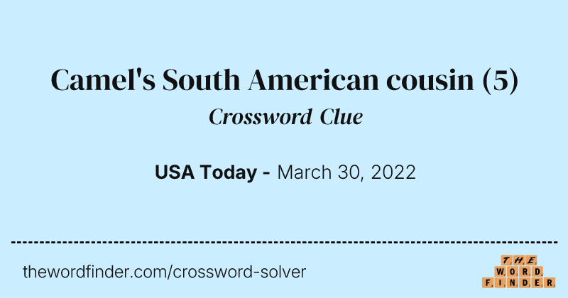 Camel's South American cousin crossword clue image