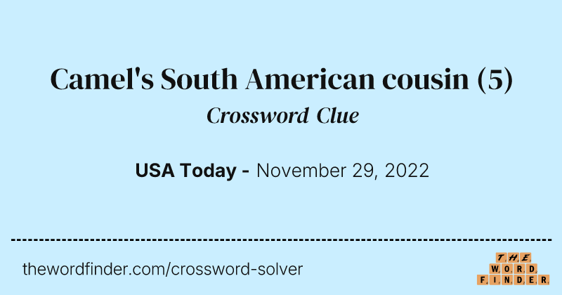 Camel's South American cousin crossword clue image
