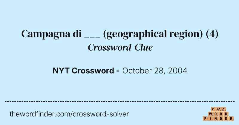 Campagna di ___ (geographical region) crossword clue image