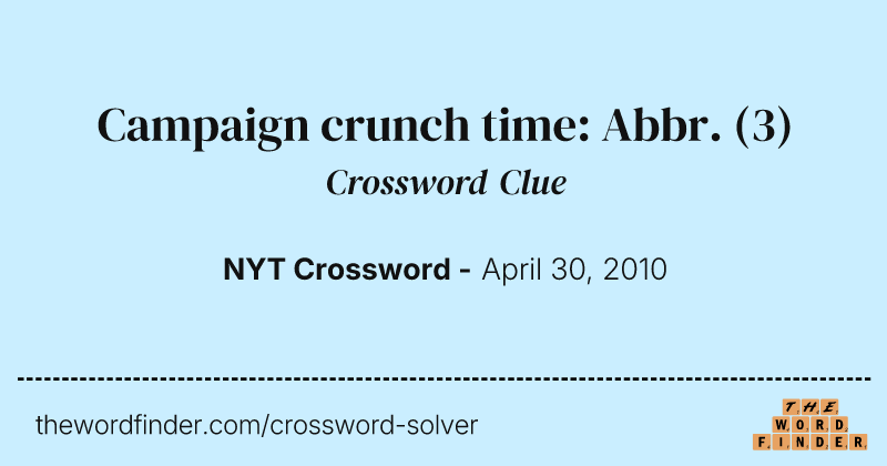 Campaign crunch time: Abbr. crossword clue image