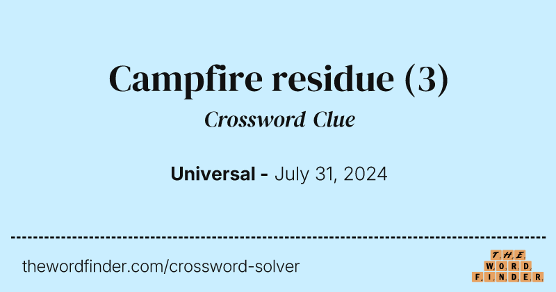 Campfire residue crossword clue image