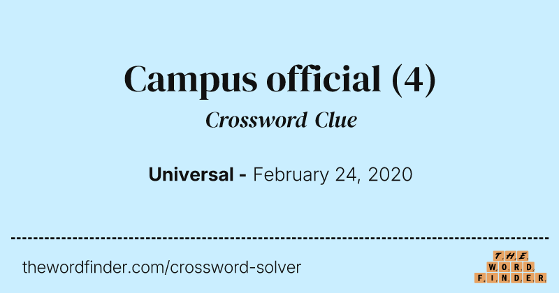Campus official crossword clue image