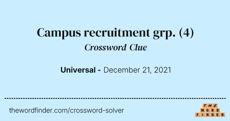 Campus recruitment grp. crossword clue image
