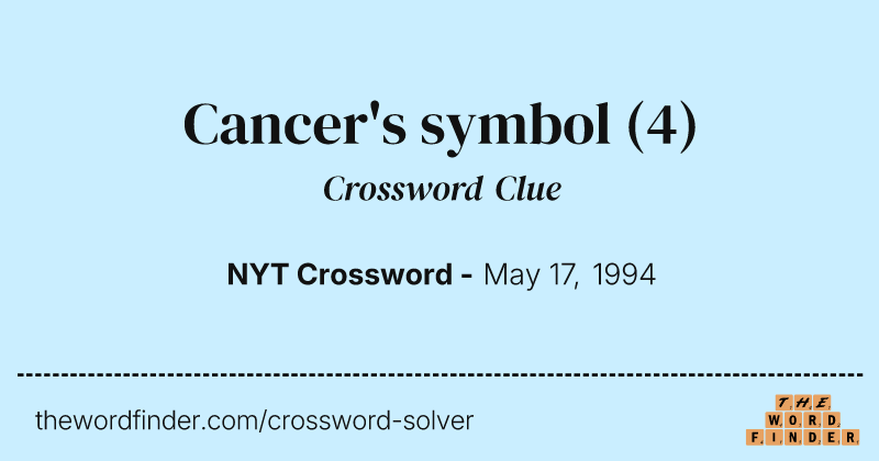 Cancer's symbol crossword clue image