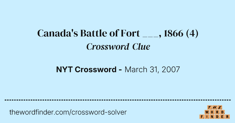 Canada's Battle of Fort ___, 1866 crossword clue image