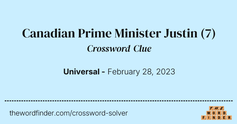 Canadian Prime Minister Justin crossword clue image
