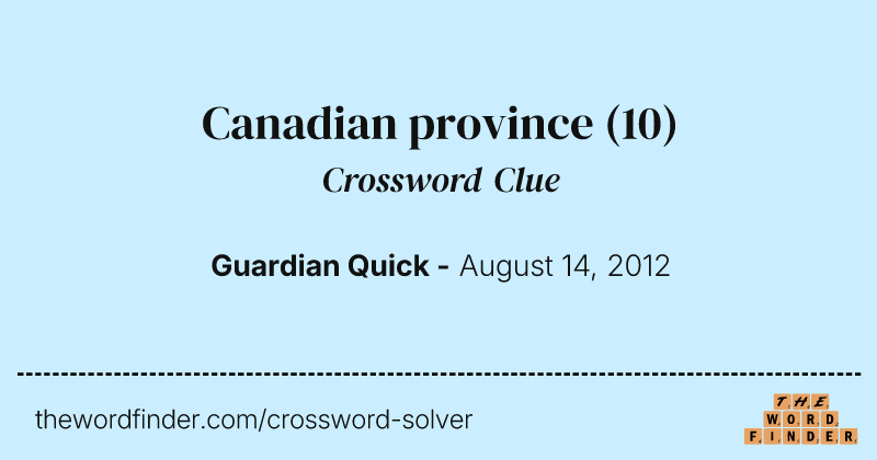 Canadian province crossword clue image