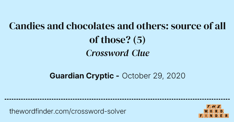 Candies and chocolates and others: source of all of those? crossword clue image
