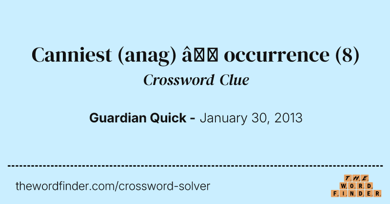 Canniest (anag) — occurrence crossword clue image