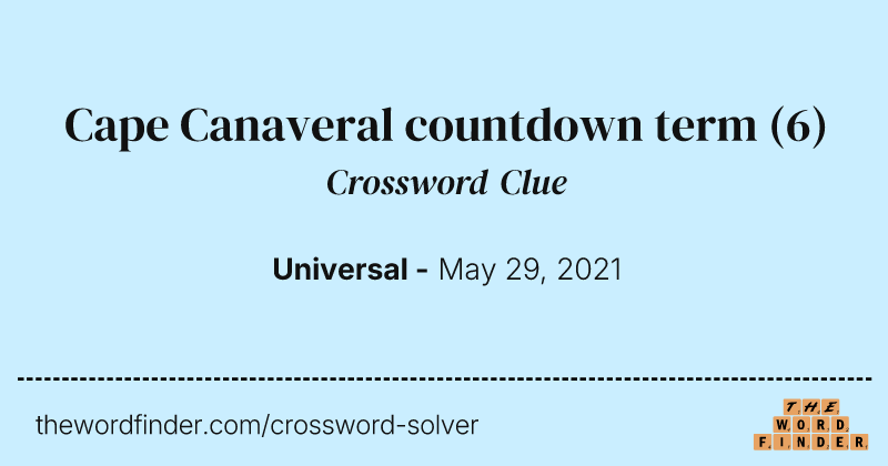 Cape Canaveral countdown term crossword clue image