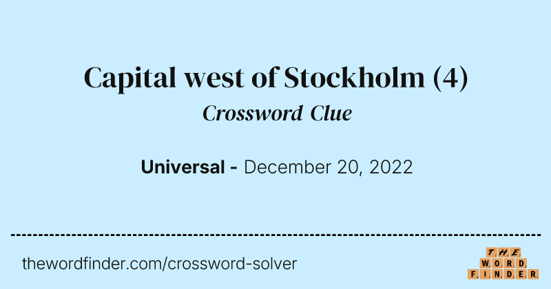 Capital west of Stockholm crossword clue image