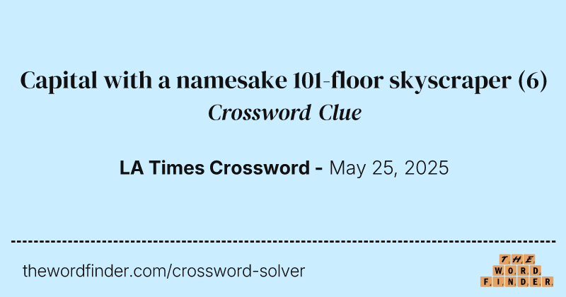 Capital with a namesake 101-floor skyscraper crossword clue image
