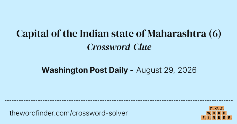 Capital of the Indian state of Maharashtra crossword clue image