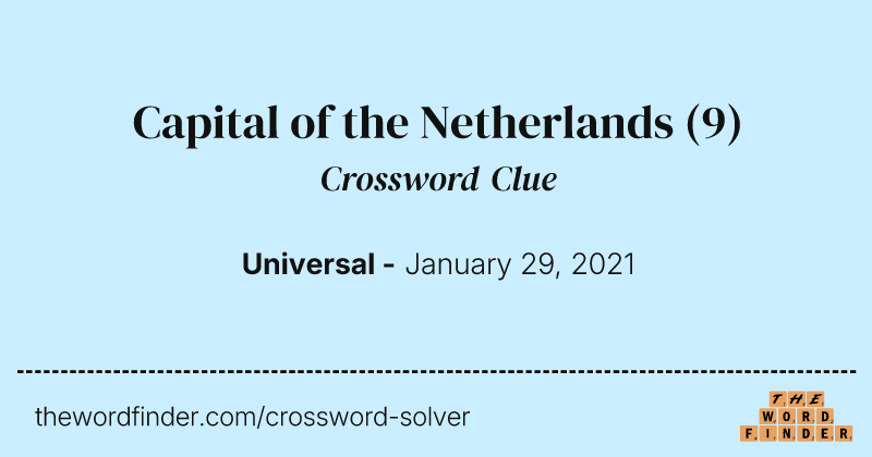 Capital of the Netherlands crossword clue image