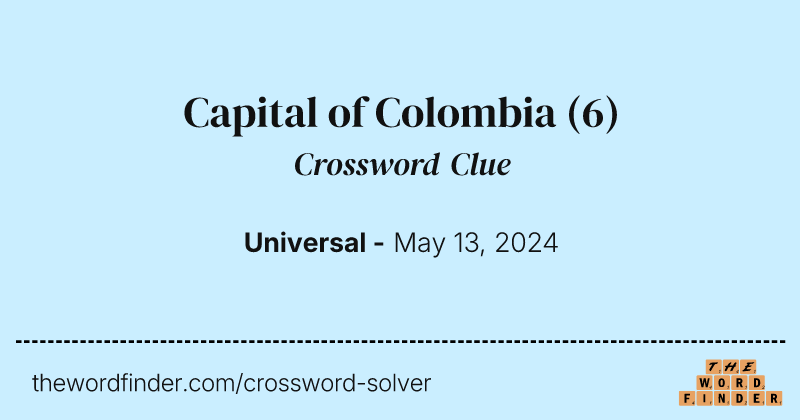 Capital of Colombia crossword clue image