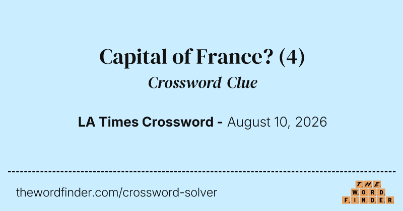 Capital of France? crossword clue image